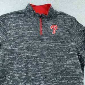Philadelphia Phillies Majestic Pullover Mens‎ 2XL Gray MLB Baseball 1/4 Zip